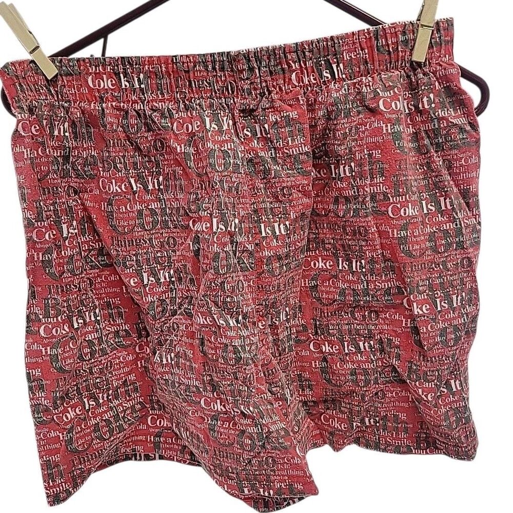 Vtg MENS COCA COLA RED BOXER SHORTS Coke SIZE L USA